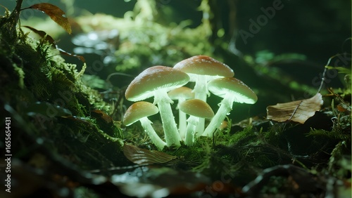 The Luminous Fungus Forest: A Bioluminescent Night Scene