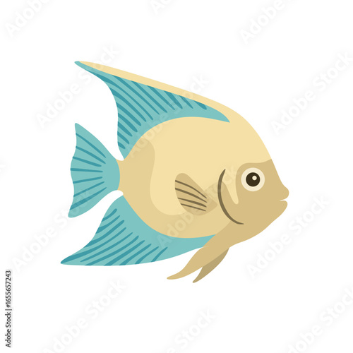 Cream and Blue Angelfish Illustration