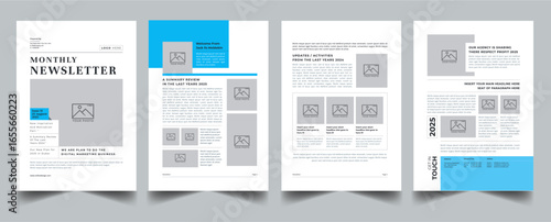 Monthly Newsletter , Newsletter Template 04 Page layout design With Cover page
