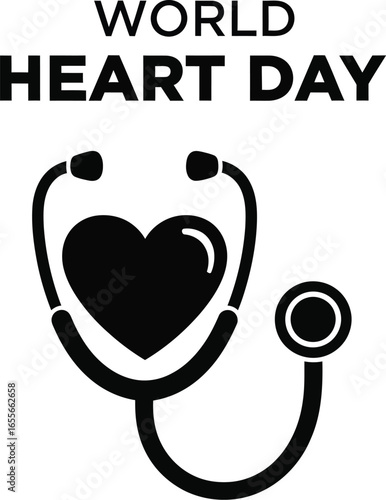 World heart day illustration with stethoscope and heart to promote cardiovascular health awareness and prevention