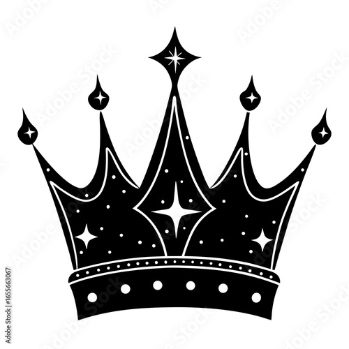 Crown with sparkles silhouette vector illustration