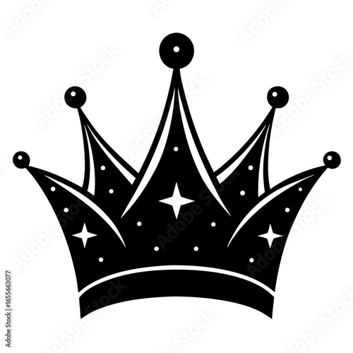 Crown with sparkles silhouette vector illustration