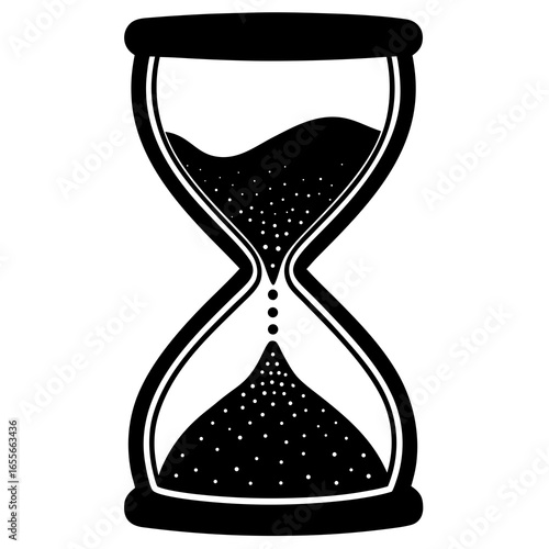 Hourglass with golden sand almost finished silhouette vector illustration 