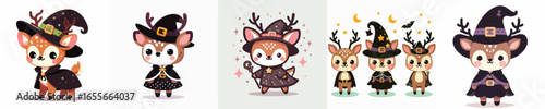 deer vector in witch costume