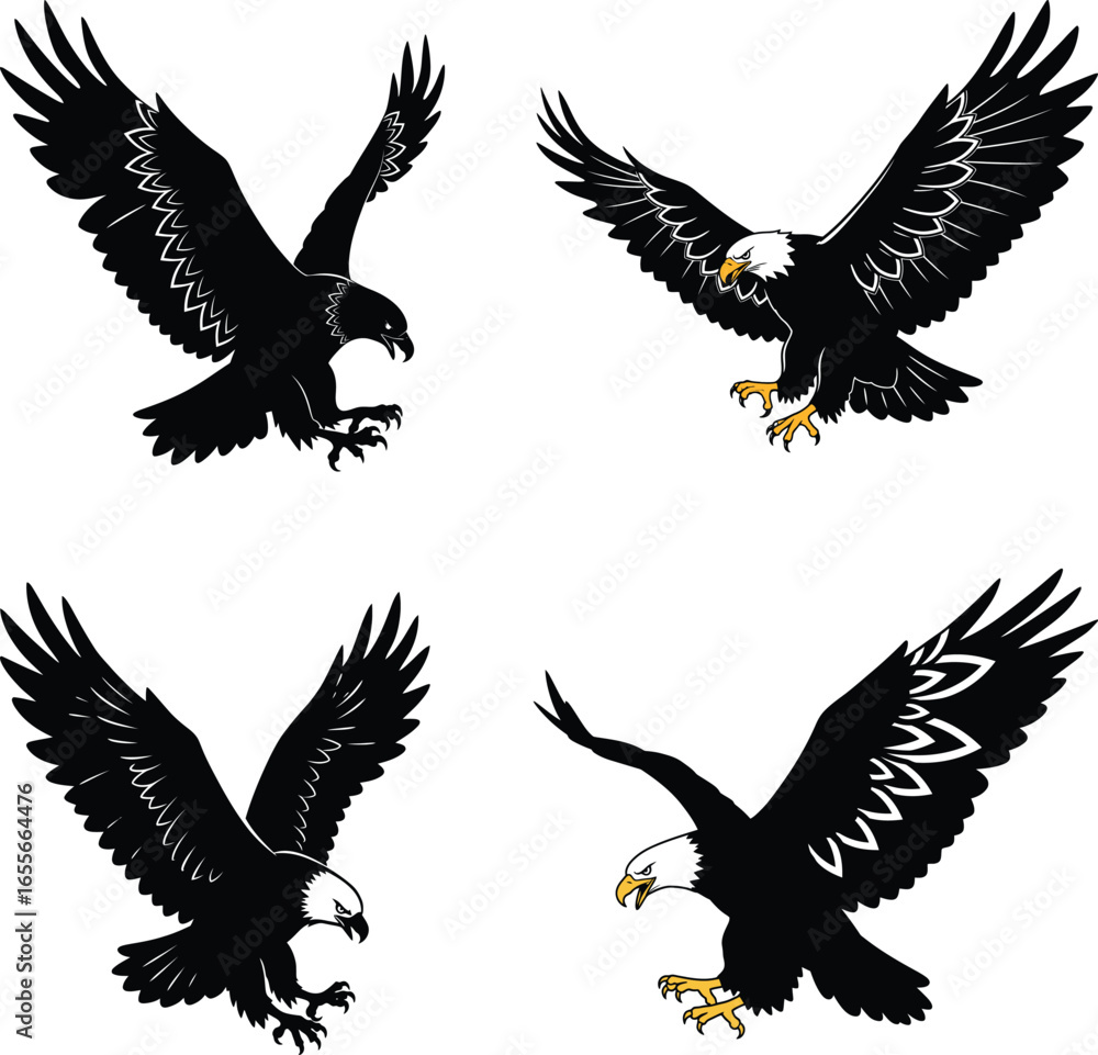Fototapeta premium Eagle silhouette illustration vector design.