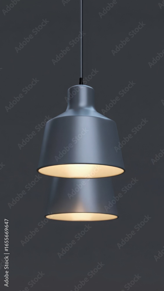 Obraz premium Modern industrial pendant light fixture with brushed metal finish