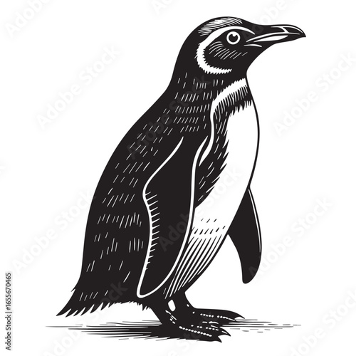 black penguin Silhouette Vector, High Quality Illustration on White Background