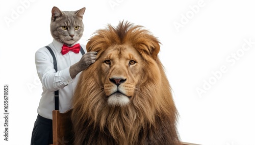 Wallpaper Mural cat barber grooming a lion Torontodigital.ca