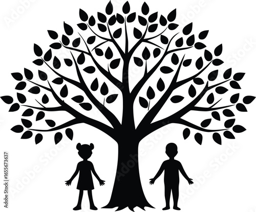 Family Tree Silhouette Vector Elements for Graphic Design and Clipart