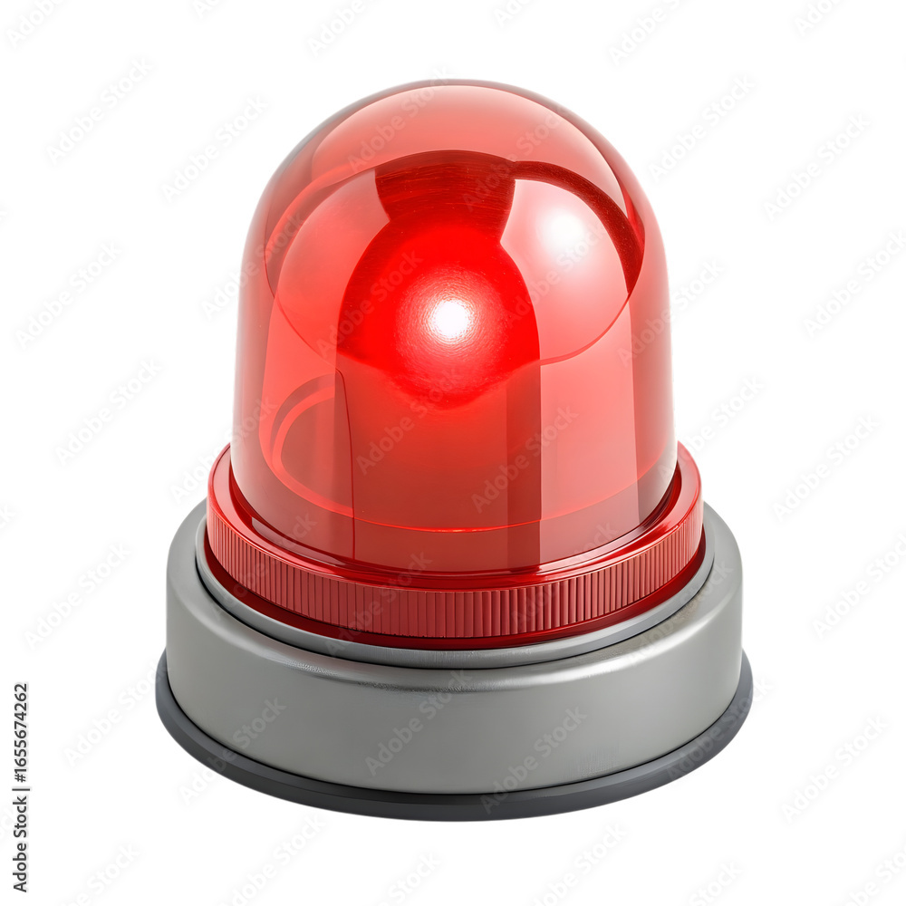 Red emergency warning light beacon isolated on transparent background Red emergency warning light beacon isolated on transparent background