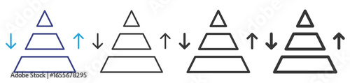 Pyramid Chart Icon Set Illustration with Outline Style Variation vectors