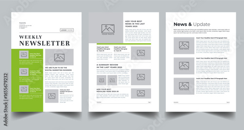 Weekly and Monthly Newsletter Template 03 Page layout design With Cover page