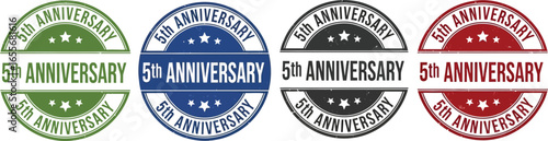 Celebrate fifth anniversary event with these colorful badges