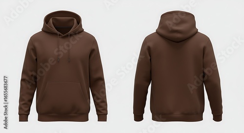 3D mockup of a cocoa brown color man hoodie
