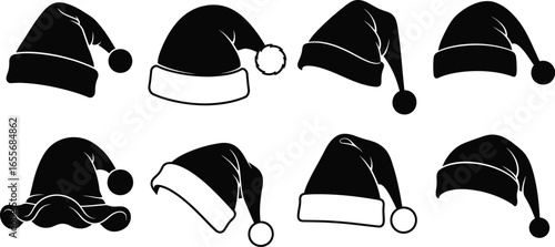 Collection of santa hats vector illustration christmas design
