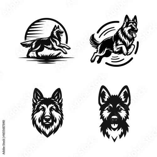 German Shepherd Dog Vector Set