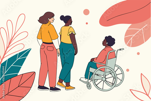 Inclusive Vector Illustration of Multicultural People of Different Ages, Skin Tones, and Abilities Together