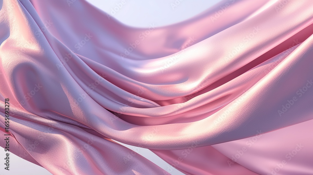 Obraz premium 3D rendering with abstract backgrounds with pink and purple wavy fabric surfaces, perfect for designs, banners, posters, packaging, or presentations.