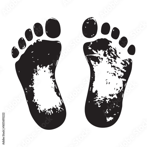 baby feet logo silhouette vector, baby foot logo icon vector silhouette, footprint vector illustration logo, silhouette of baby footprints icon vector silhouette design on white background