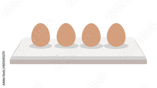 Four brown eggs on a white surface illustration cooking breakfast healthy food protein diet nutrition recipe