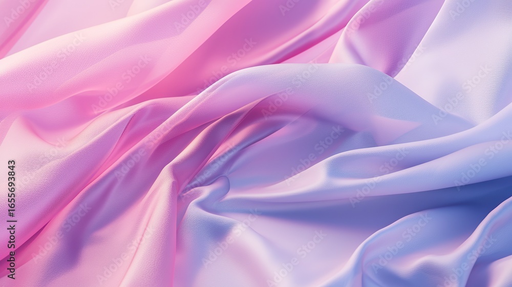 Obraz premium 3D rendering with abstract backgrounds with pink and purple wavy fabric surfaces, perfect for designs, banners, posters, packaging, or presentations.