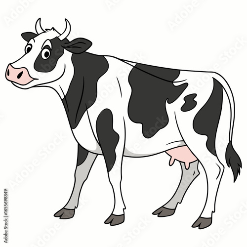 black and white cow white background 