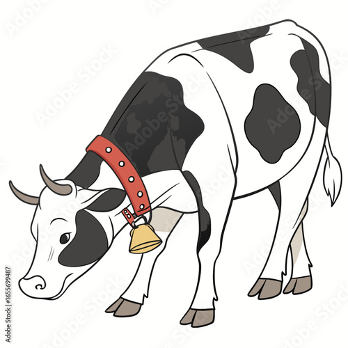 black and white cow white background 