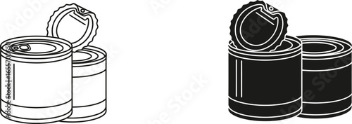 Canned food illustration vector metal cans opened can design set