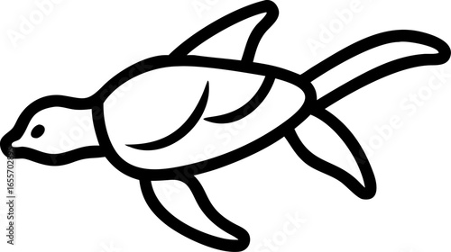 Sea turtle swimming with flippers extended isolated on white background isolated on transparent background