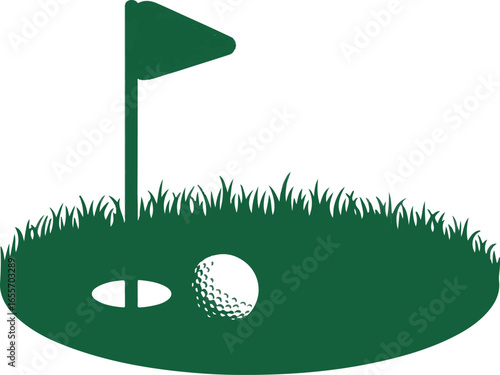 green golf course scene with ball and flag clip art preview