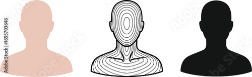 Faceless human silhouette vector illustration and design set