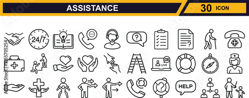 Vector art of assistance icon set