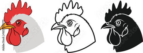 Rooster head vector illustration chicken farm animal poultry