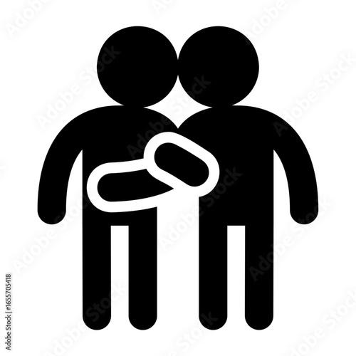 Couple motion icon. linking arms