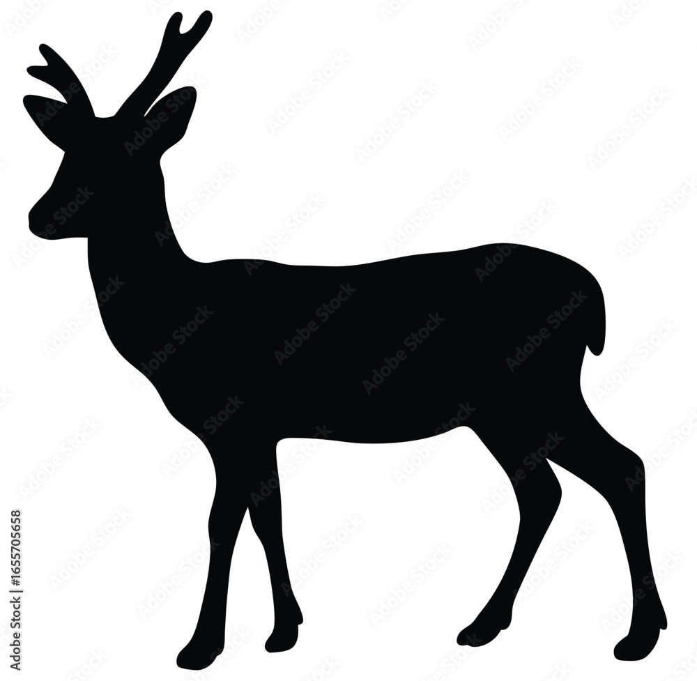 Obraz premium Deer Silhouette Vector Illustration – Wild Animal Icon