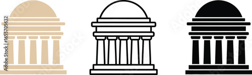Vector parthenon building architecture ancient landmark icons