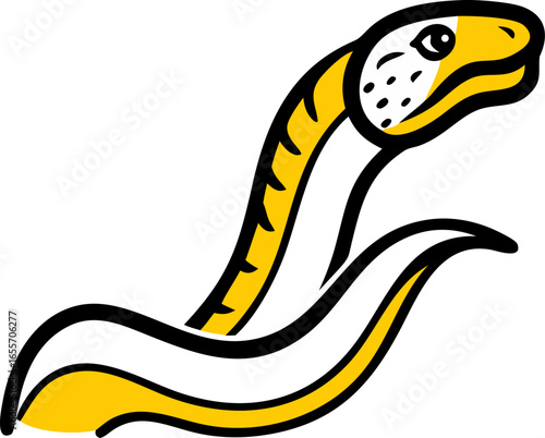 Moray eel hiding in a coral crevice side profile isolated on white background isolated on transparent background