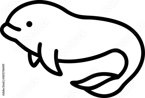 Illustration of a beluga whale with a rounded head isolated on white background isolated on transparent background