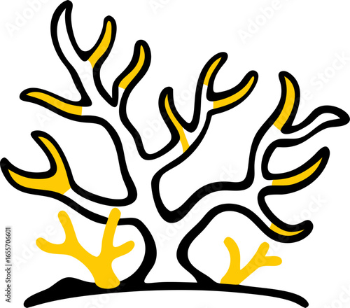 Detailed coral reef structure with branches and rocks isolated on white background isolated on transparent background