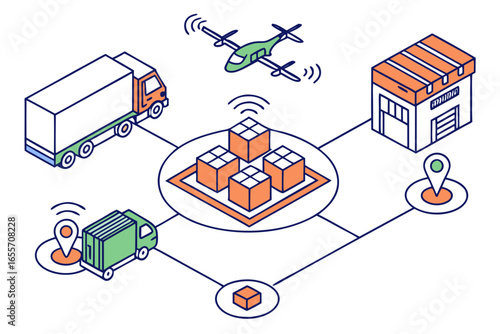 Smart logistics network with drone and trucks supply chain