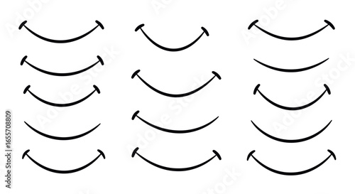 Collection of various simple smile illustrations.