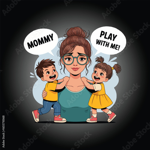 Illustrative design celebrating family bonds and parental care