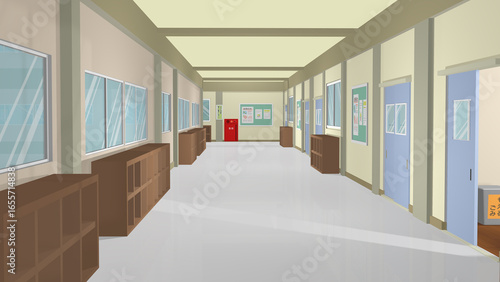 学校の廊下や階段を背景にするアニメーションに最適なイラスト。
アニメーションに合わせて多種多様のアングルを準備しました。（動画もあります）
