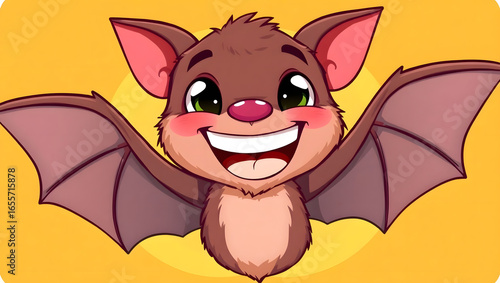 Happy Bat Character – cartoon bat smiling