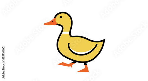 Cheerful Yellow Duck Illustration for Children's Educational Material and Animated Content Creation, Suitable for Digital Design and Early Learning Resources