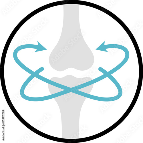 Joint health and mobility icon. Symbol for bone support, cartilage protection, and flexibility. Medical vector for orthopedics and arthritis care.
