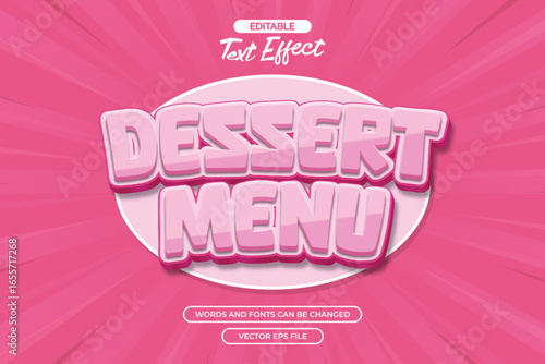 Dessert menu editable text effect with pink comic background