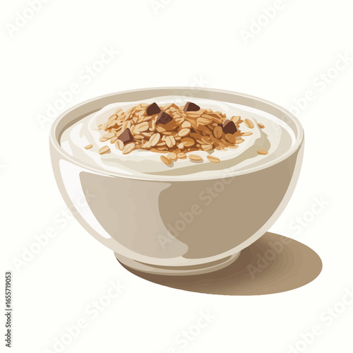 Bowl of Yogurt with Granola and Chocolate Pieces Healthy Breakfast or Snack Clean Eating and Nutritional Image