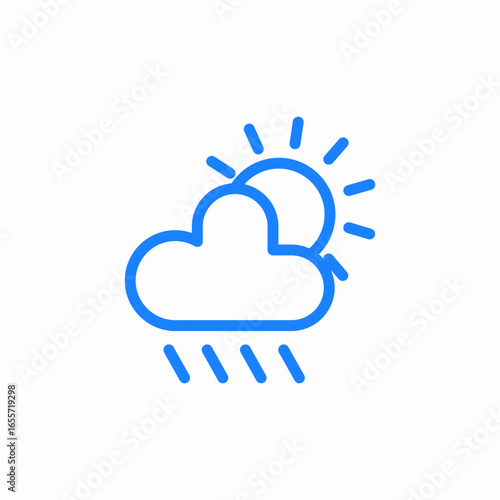weather cloud rain sun rays icon sign vector