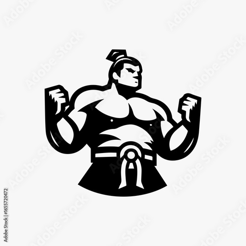 Powerful Muay Thai Fighter Silhouette Design.